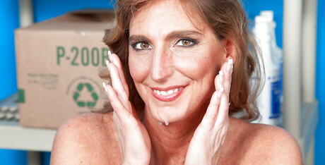 Hot blond aged Lynn in nice skirt hard fucked after sucking huge rod 